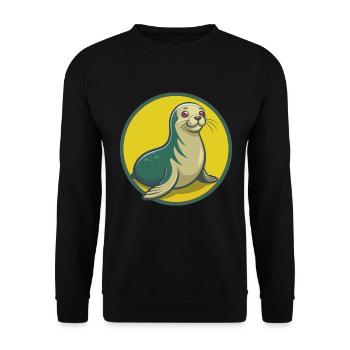 Siegel Niedliche Kawaii Cartoon Clipart Haustier Tier - Unisex Pullover - Schwarz - Vorne - Alina (178cm) & Michal (187cm)