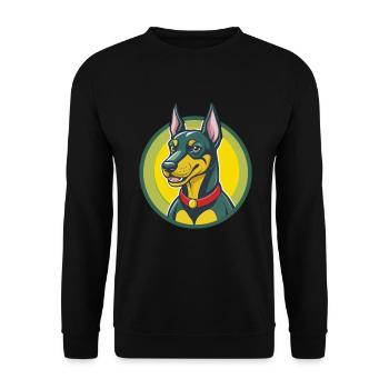 Deutscher Pinscher Hund Niedliches Kawaii Cartoon Haustier Tier - Unisex Pullover - Schwarz - Vorne - Alina (178cm) & Michal (187cm)