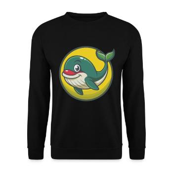 baleine mignon Kawaii dessin animé Clipart animal de compagnie - Sweat-shirt Unisexe - noir - Devant - Alina (178cm) & Michal (187cm)