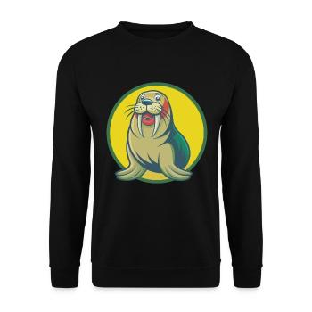 morse mignon kawaii dessin animé clipart animal de compagnie - Sweat-shirt Unisexe - noir - Devant - Alina (178cm) & Michal (187cm)