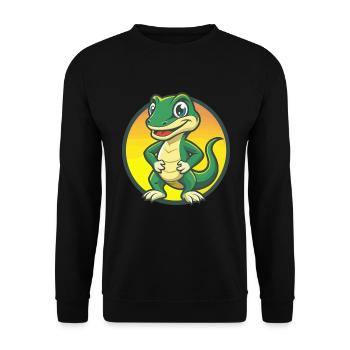Eidechse Niedliche Kawaii Cartoon Clipart Haustier Tier - Unisex Pullover - Schwarz - Vorne - Alina (178cm) & Michal (187cm)