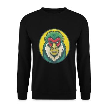 Mandrill Niedliche Kawaii Cartoon Clipart Haustier Tier - Unisex Pullover - Schwarz - Vorne - Alina (178cm) & Michal (187cm)