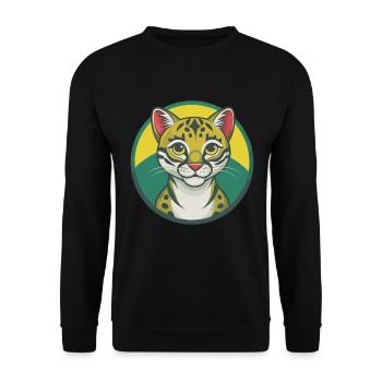 Ocelot Cute Kawaii Cartoon Clipart Pet Animal - Unisex Sweatshirt - black - Front - Alina (178cm) & Michal (187cm)