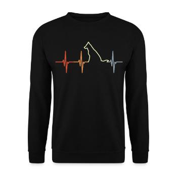 Hund Herzschlag Vintage Look - Unisex Pullover - Schwarz - Vorne - Alina (178cm) & Michal (187cm)