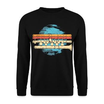 Flûte graphique - Sweat-shirt Unisexe - noir - Devant - Alina (178cm) & Michal (187cm)