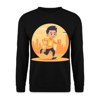 Marathon Junge Grafik - Unisex Pullover - Schwarz - Vorne - Alina (178cm) & Michal (187cm)
