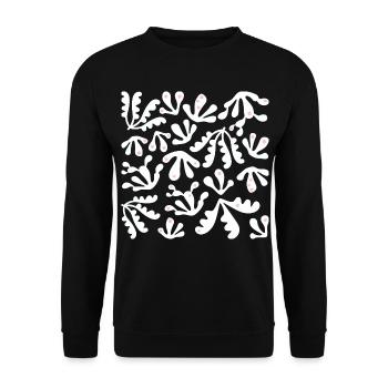 Abstrait Corail L Blanc Rose Pois - Sweat-shirt Unisexe - noir - Devant - Alina (178cm) & Michal (187cm)