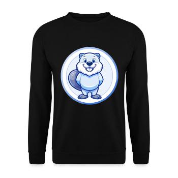 Beaver Blue Kawaii Cartoon Character Clipart Pet - Unisex Sweatshirt - black - Front - Alina (178cm) & Michal (187cm)
