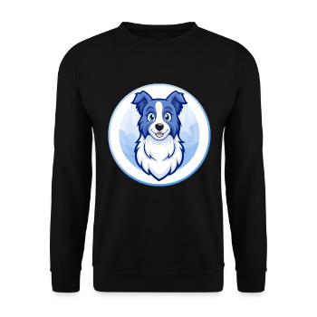 Border Collie Hund Blau Kawaii Zeichentrickfigur - Unisex Pullover - Schwarz - Vorne - Alina (178cm) & Michal (187cm)