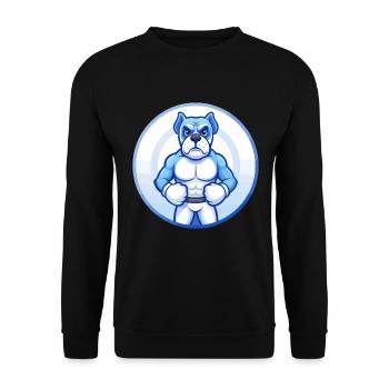Boxer Hund Blau Kawaii Cartoon Figur Clipart - Unisex Pullover - Schwarz - Vorne - Alina (178cm) & Michal (187cm)