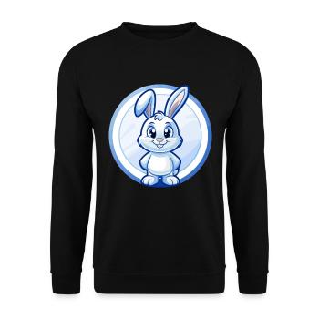 Lapin Bleu Kawaii Dessin Animé Personnage Clipart Animal de compagnie - Sweat-shirt Unisexe - noir - Devant - Alina (178cm) & Michal (187cm)