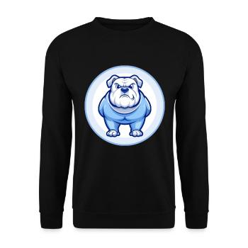 Bulldogge Blau Kawaii Cartoon Figur Clipart Haustier - Unisex Pullover - Schwarz - Vorne - Alina (178cm) & Michal (187cm)
