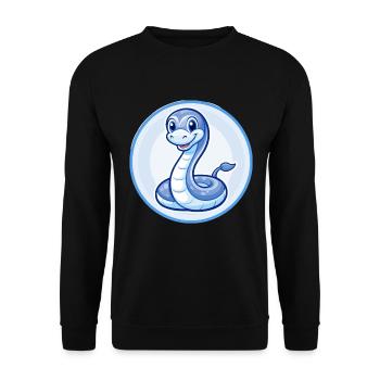 Anaconda Blau Kawaii Cartoon Figur Clipart Haustier - Unisex Pullover - Schwarz - Vorne - Alina (178cm) & Michal (187cm)