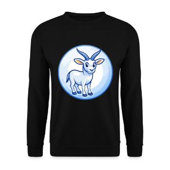 Addax Blau Kawaii Cartoon Figur Clipart Haustier - Unisex Pullover - Schwarz - Vorne - Alina (178cm) & Michal (187cm)
