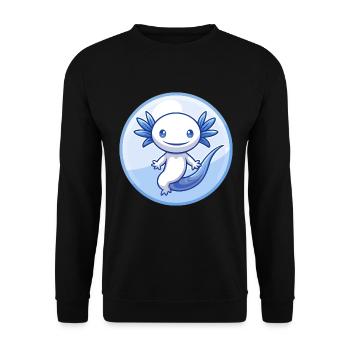axolotl bleu kawaii dessin animé personnage clipart animal de compagnie - Sweat-shirt Unisexe - noir - Devant - Alina (178cm) & Michal (187cm)
