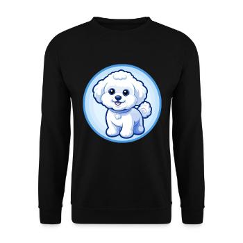 Bichon frisé chien bleu kawaii dessin animé personnage animal de compagnie - Sweat-shirt Unisexe - noir - Devant - Alina (178cm) & Michal (187cm)