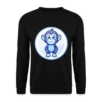 Bonobo Blue Kawaii Cartoon Character Clipart Pet - Unisex Sweatshirt - black - Front - Alina (178cm) & Michal (187cm)