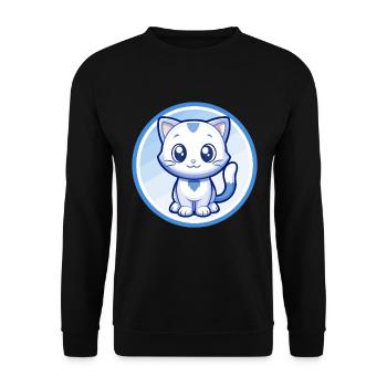 Cat Blue Cute Kawaii Cartoon Character Clipart Pet - Unisex Sweatshirt - black - Front - Alina (178cm) & Michal (187cm)