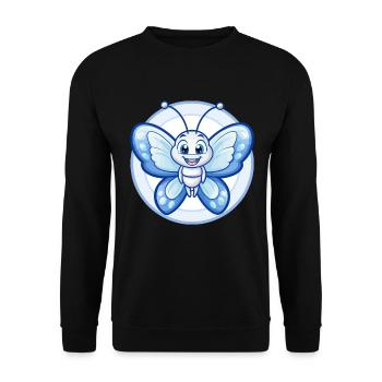 papillon bleu kawaii dessin animé personnage clipart - Sweat-shirt Unisexe - noir - Devant - Alina (178cm) & Michal (187cm)