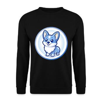 Corgi Dog Blue Kawaii Cartoon Character Clipart - Unisex Sweatshirt - black - Front - Alina (178cm) & Michal (187cm)