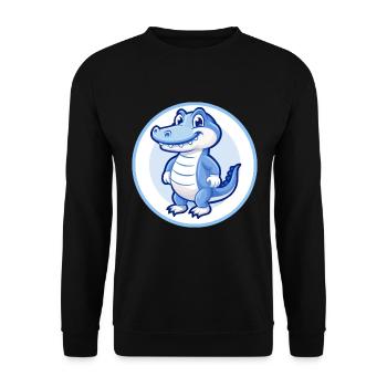 Alligator Blau Kawaii Cartoon Figur Clipart - Unisex Pullover - Schwarz - Vorne - Alina (178cm) & Michal (187cm)