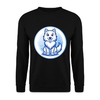Arctic Wolf Blue Kawaii Cartoon Character Clipart - Unisex Sweatshirt - black - Front - Alina (178cm) & Michal (187cm)