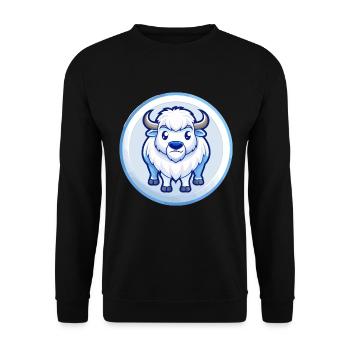 Bison Blue Kawaii Cartoon Character Clipart Pet - Unisex Sweatshirt - black - Front - Alina (178cm) & Michal (187cm)