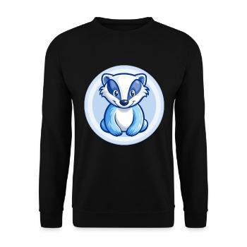 blaireau bleu kawaii dessin animé personnage clipart animal de compagnie - Sweat-shirt Unisexe - noir - Devant - Alina (178cm) & Michal (187cm)