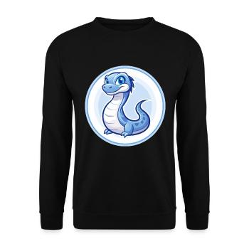 Basilisk Blue Kawaii Cartoon Character Clipart Pet - Unisex Sweatshirt - black - Front - Alina (178cm) & Michal (187cm)