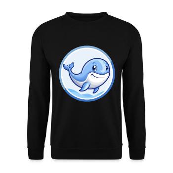 Blue whale Blue Kawaii Cartoon Character Clipart - Unisex Sweatshirt - black - Front - Alina (178cm) & Michal (187cm)