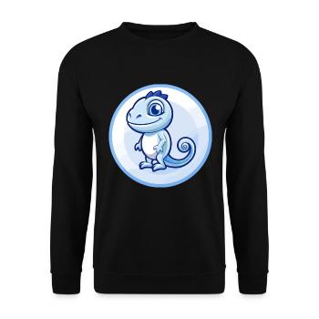 Chameleon Blue Kawaii Cartoon Character Clipart - Unisex Sweatshirt - black - Front - Alina (178cm) & Michal (187cm)