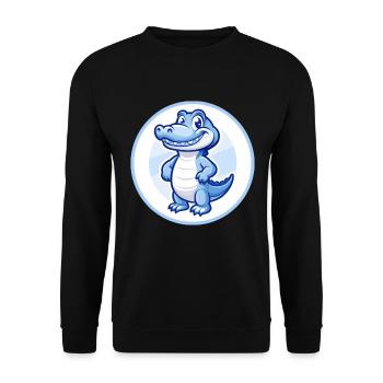Crocodile Bleu Kawaii Dessin Animé Personnage Clipart - Sweat-shirt Unisexe - noir - Devant - Alina (178cm) & Michal (187cm)
