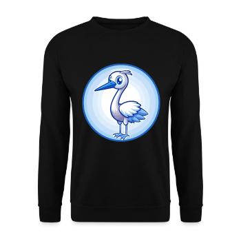Crane Blue Kawaii Cartoon Character Clipart Pet - Unisex Sweatshirt - black - Front - Alina (178cm) & Michal (187cm)
