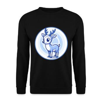 cerf bleu kawaii dessin animé personnage clipart animal de compagnie - Sweat-shirt Unisexe - noir - Devant - Alina (178cm) & Michal (187cm)