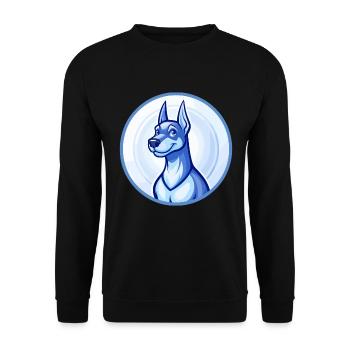 Dobermann chien bleu mignon kawaii dessin animé clipart animal de compagnie - Sweat-shirt Unisexe - noir - Devant - Alina (178cm) & Michal (187cm)