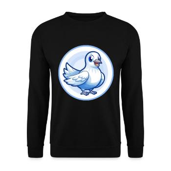 Taube Blau Kawaii Cartoon Figur Clipart Haustier - Unisex Pullover - Schwarz - Vorne - Alina (178cm) & Michal (187cm)