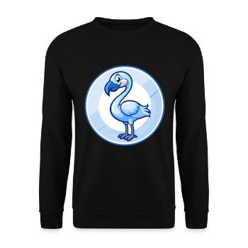 Flamingo Blau Kawaii Cartoon Charakter Clipart Haustier - Unisex Pullover - Schwarz - Vorne - Alina (178cm) & Michal (187cm)