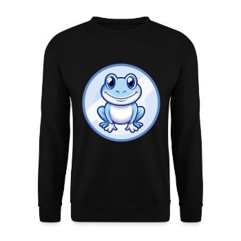 Frosch Blau Kawaii Cartoon Figur Clipart Haustier - Unisex Pullover - Schwarz - Vorne - Alina (178cm) & Michal (187cm)