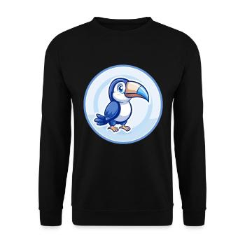 Tukan Blau Kawaii Cartoon Figur Clipart Haustier - Unisex Pullover - Schwarz - Vorne - Alina (178cm) & Michal (187cm)