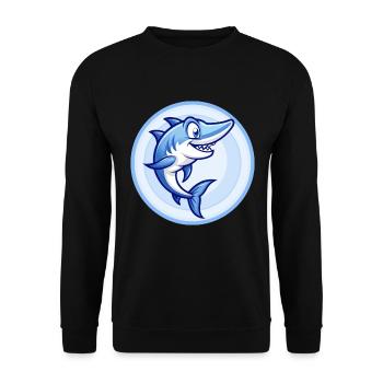 Barracuda Blue Kawaii Dessin animé Personnage Clipart - Sweat-shirt Unisexe - noir - Devant - Alina (178cm) & Michal (187cm)