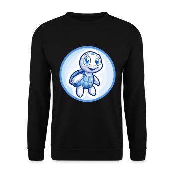 Turtle Blue Kawaii Cartoon Character Clipart Pet - Unisex Sweatshirt - black - Front - Alina (178cm) & Michal (187cm)
