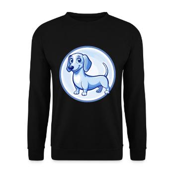Dackel Hund Blau Niedlich Kawaii Cartoon Clipart Haustier - Unisex Pullover - Schwarz - Vorne - Alina (178cm) & Michal (187cm)