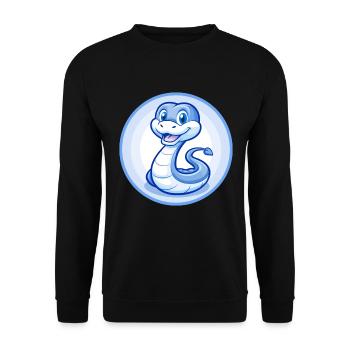 Serpent Bleu Kawaii Dessin Animé Personnage Clipart Animal de compagnie - Sweat-shirt Unisexe - noir - Devant - Alina (178cm) & Michal (187cm)