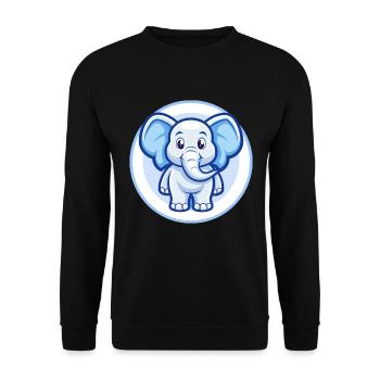 Elephant Blue Kawaii Cartoon Character Clipart Pet - Unisex Sweatshirt - black - Front - Alina (178cm) & Michal (187cm)