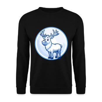 Elch Blau Niedlich Kawaii Cartoon Figur Clipart Haustier - Unisex Pullover - Schwarz - Vorne - Alina (178cm) & Michal (187cm)