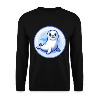 Siegel Blau Kawaii Cartoon Figur Clipart Haustier - Unisex Pullover - Schwarz - Vorne - Alina (178cm) & Michal (187cm)