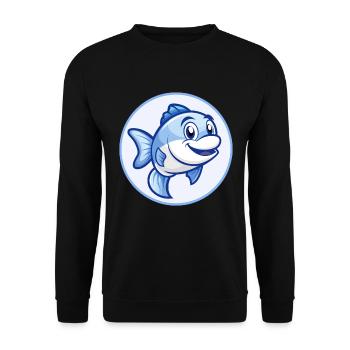 Fish Blue Kawaii Cartoon Character Clipart Pet - Unisex Sweatshirt - black - Front - Alina (178cm) & Michal (187cm)