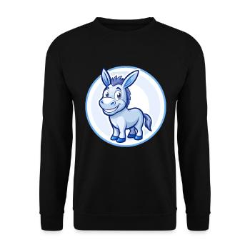 Esel Blau Kawaii Cartoon Figur Clipart Haustier - Unisex Pullover - Schwarz - Vorne - Alina (178cm) & Michal (187cm)