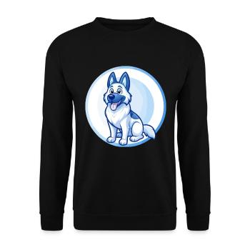 German Shepherd Dog Blue Kawaii Cartoon Character - Unisex Sweatshirt - black - Front - Alina (178cm) & Michal (187cm)