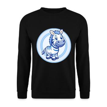 Zebra Blau Kawaii Cartoon Figur Clipart Haustier - Unisex Pullover - Schwarz - Vorne - Alina (178cm) & Michal (187cm)
